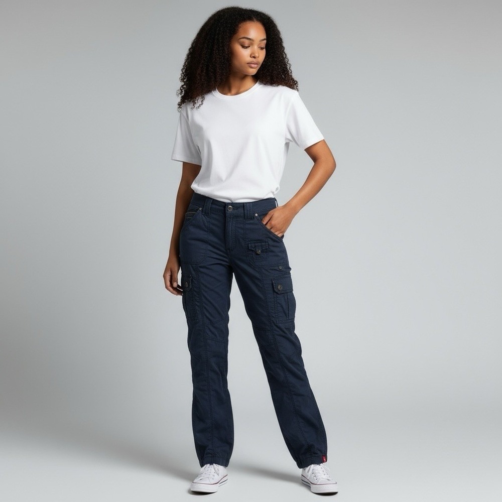 Vintage EDC Esprit Play Cargo Pants Womens XS Blue Y2K Streetwear Grunge Utility